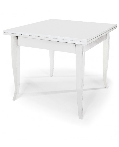 TAVOLO LEGNO QUADRATO ALLUNGABILE COL BIANCO OPACO