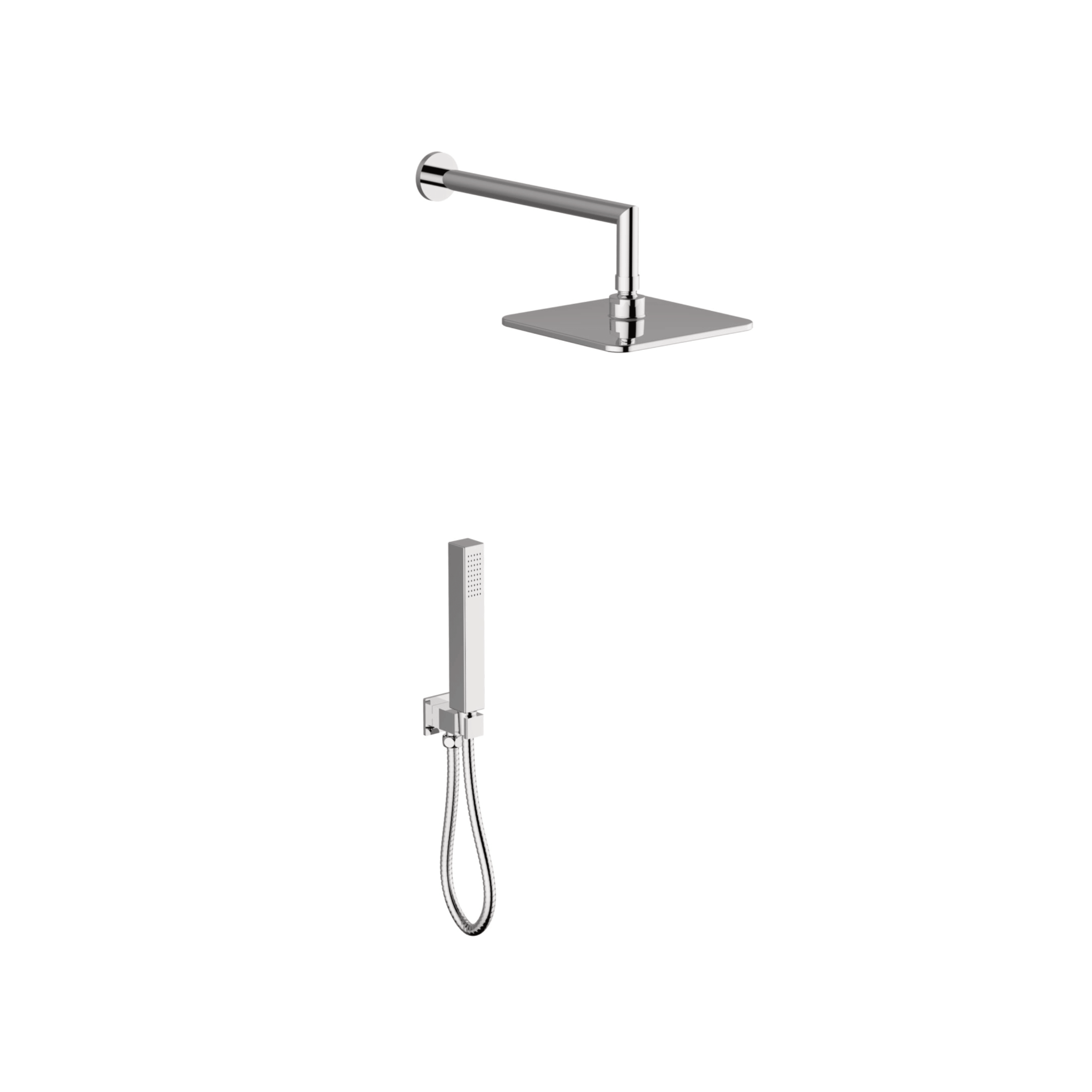 Set Doccia Completo Quadro Soffione 20x20 Cm Teorema Rubinetteria "Shower Program" Cromo Lucido