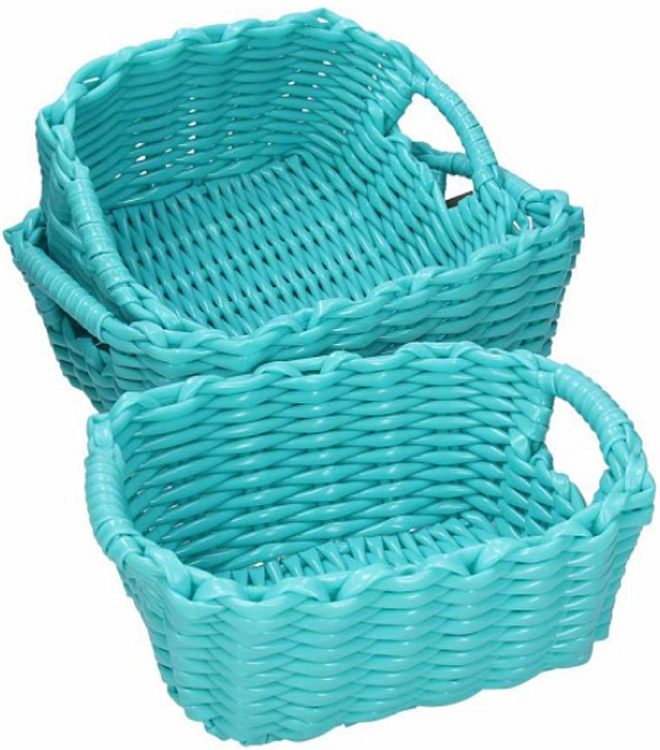 Tris Di Cestini Rettangolari Turchese