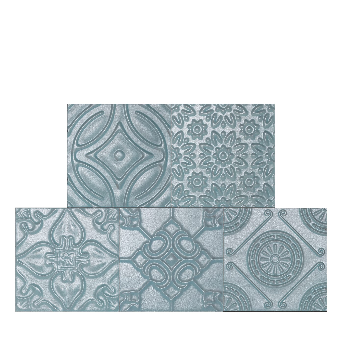 Mix Blu Alice Azzurro Set di 24 piastrelle quadrate