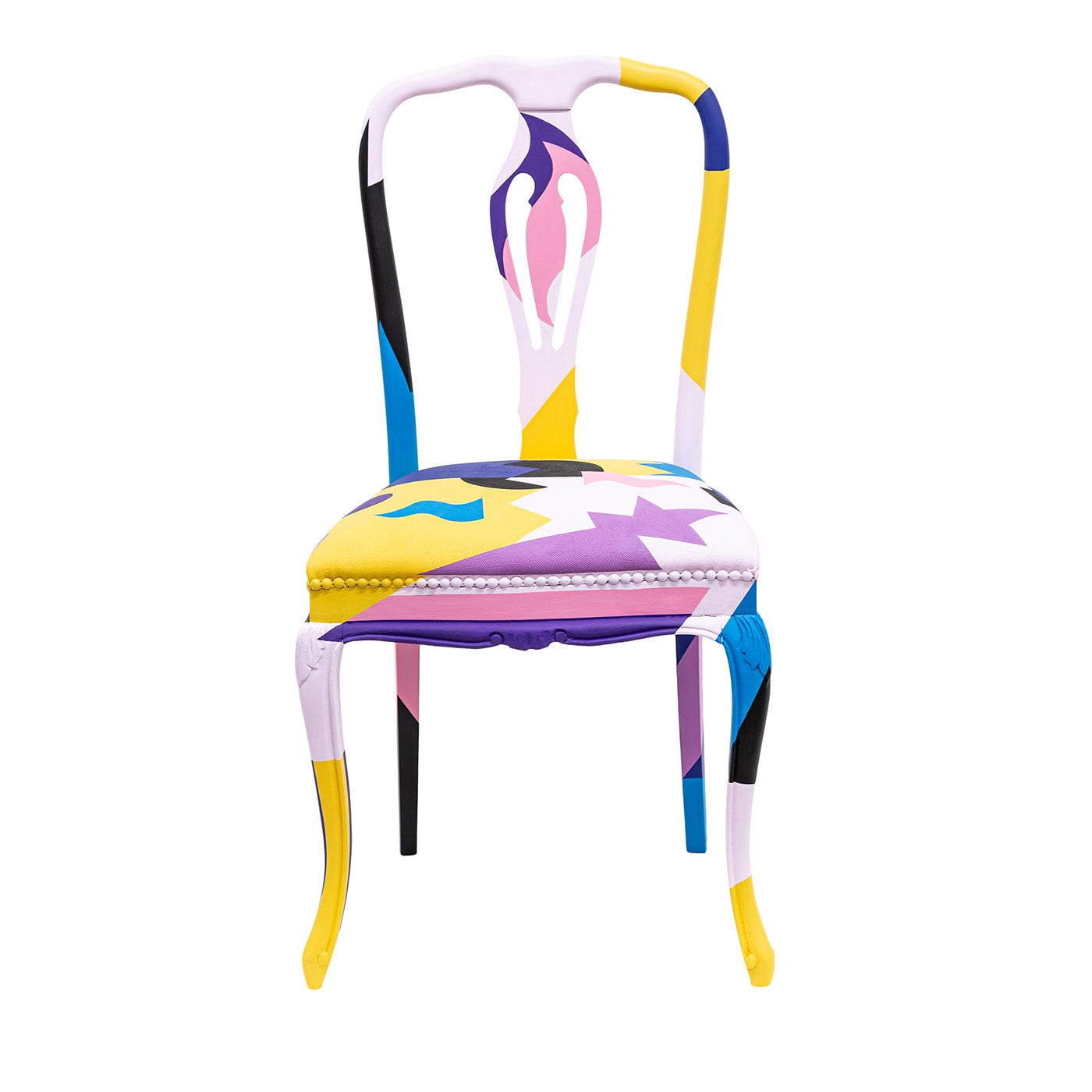 Sedia Alchimie in legno e pelle dipinta a mano #4