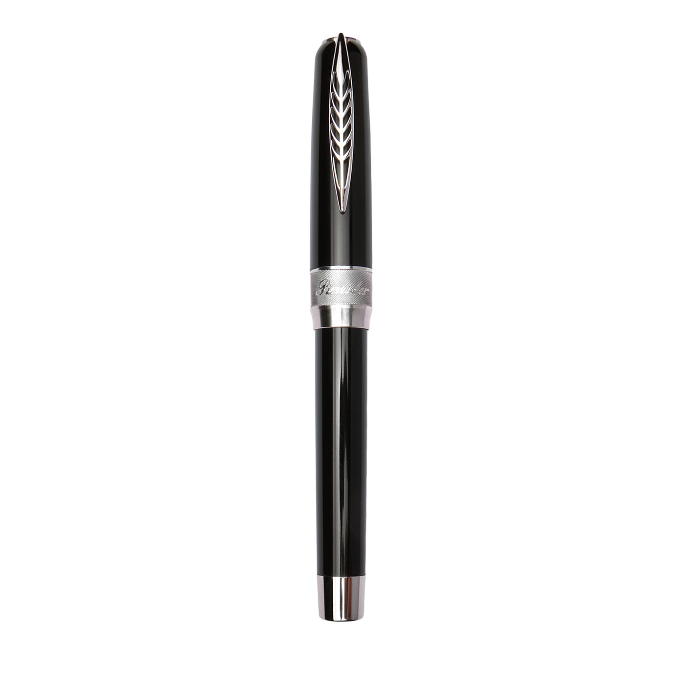 Penna stilografica Rock Black con finiture in palladio