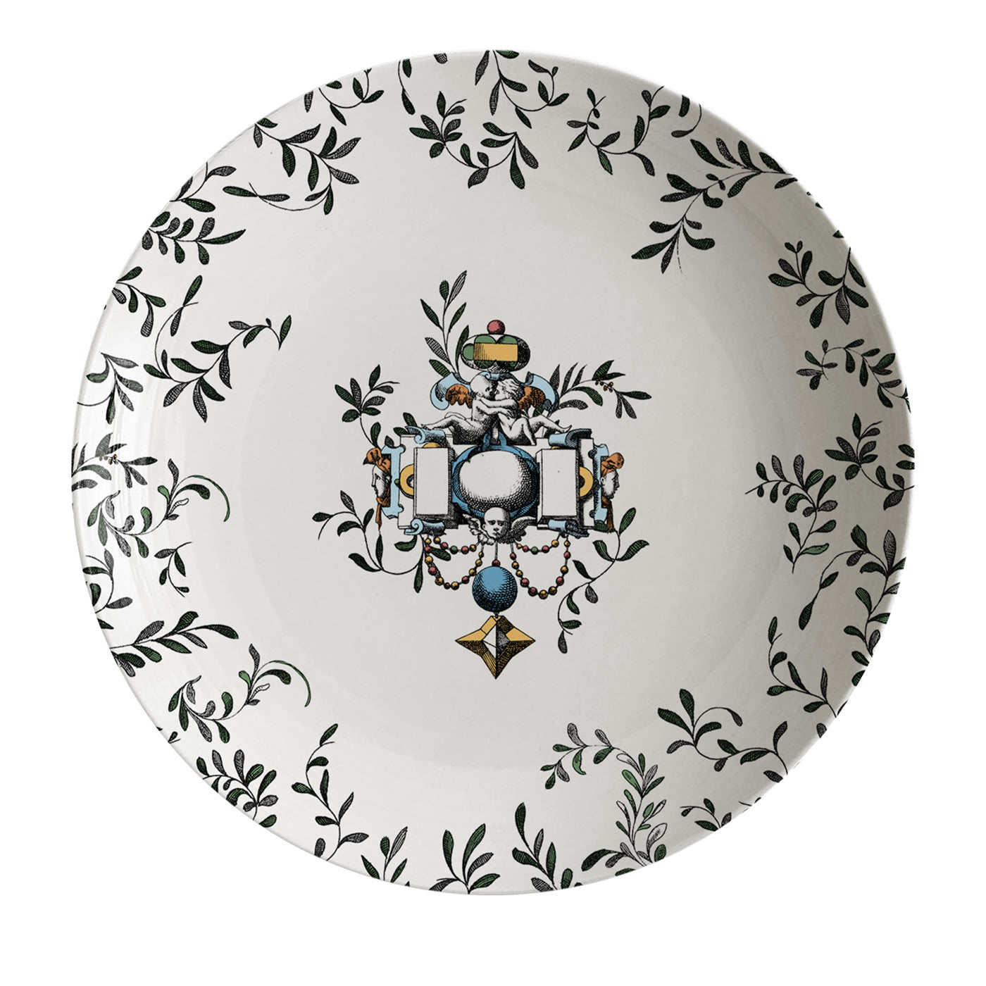 Pompei Piatto Fondo in porcellana con rami e gioiello #5