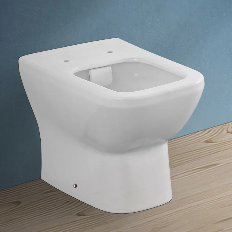 Wc filomuro senza brida in ceramica scarico universale Square
