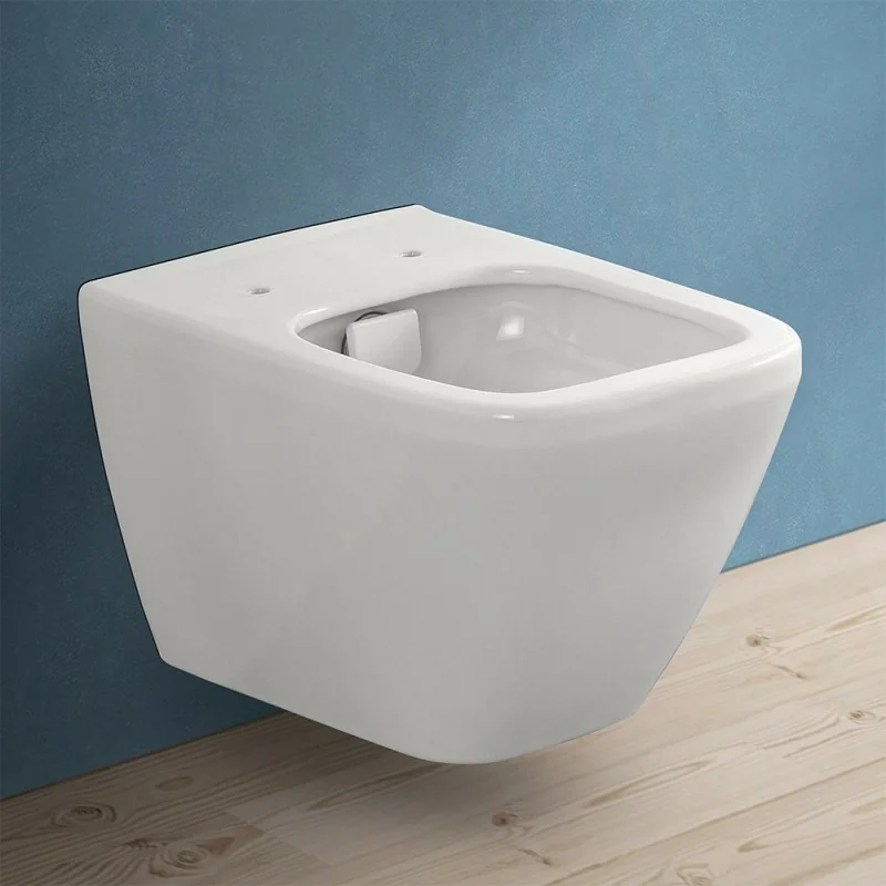 Wc sospeso senza brida Rimless in ceramica bianco lucida Square
