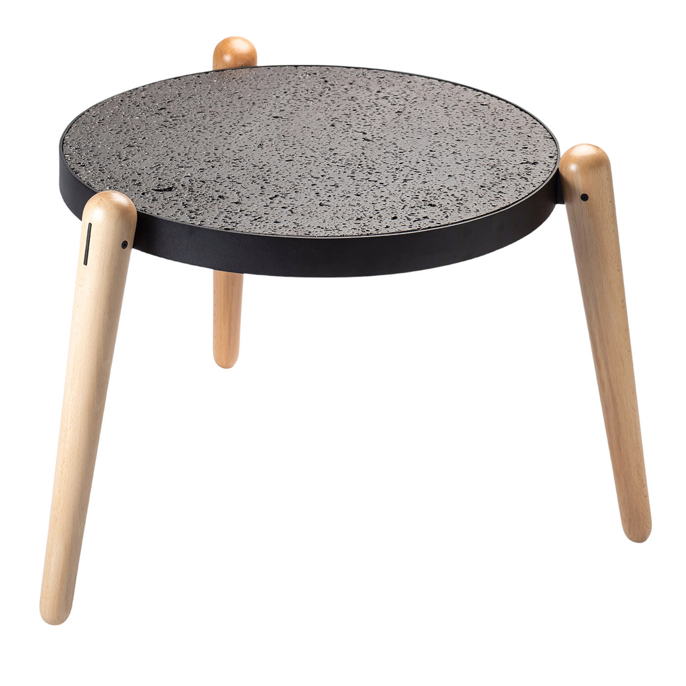 Tavolino rotondo in pietra Tris Perciata #3 di Luca Maci