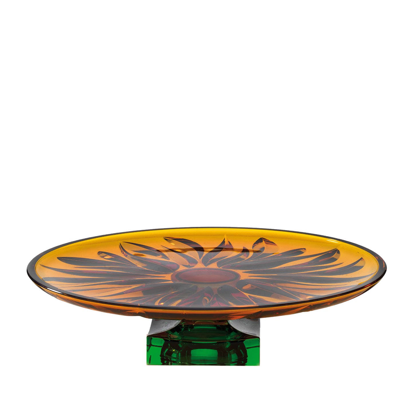 Centrotavola con piedi verdi e ambra di fuoco