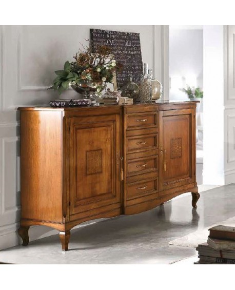 CREDENZA IN LEGNO CON INTARSIO L 200 P 52 H 113