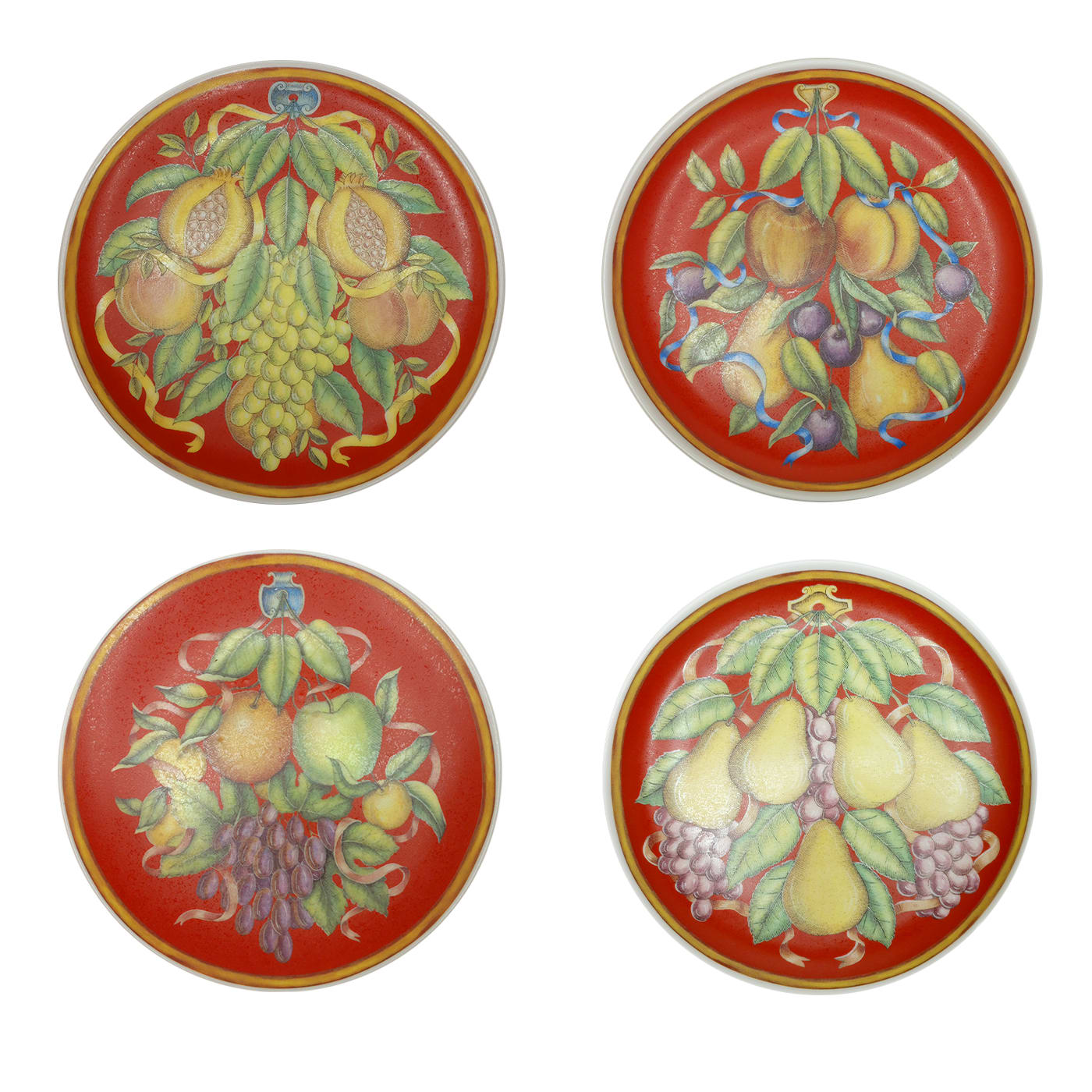 Set di 4 piatti da dessert Frutta