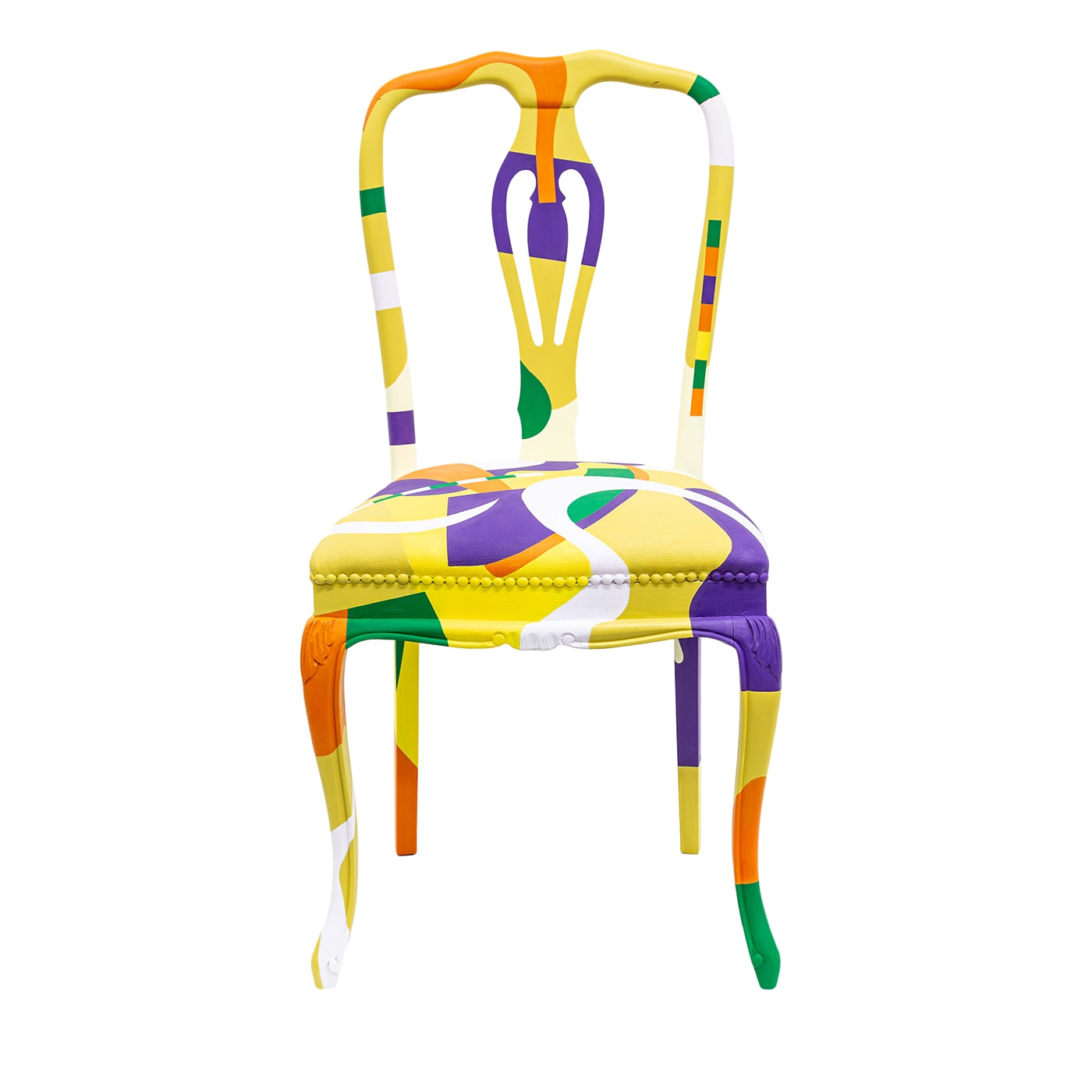 Sedia Alchimie in legno e pelle dipinta a mano #3