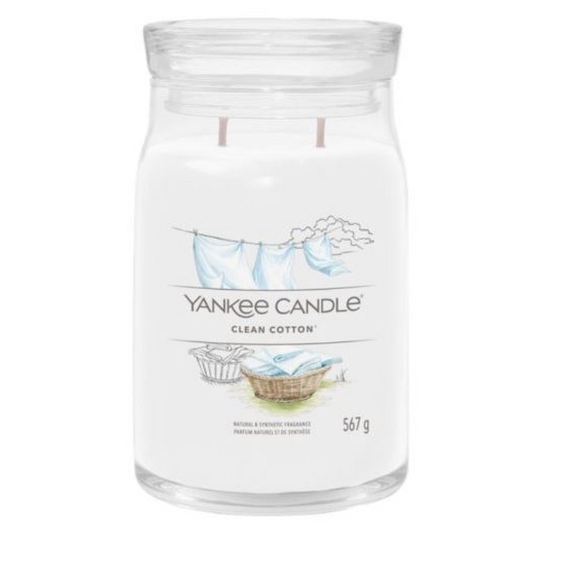 YANKEE CANDLE CANDELA IN GIARA GRANDE SIGNATURE CLEAN COTTON