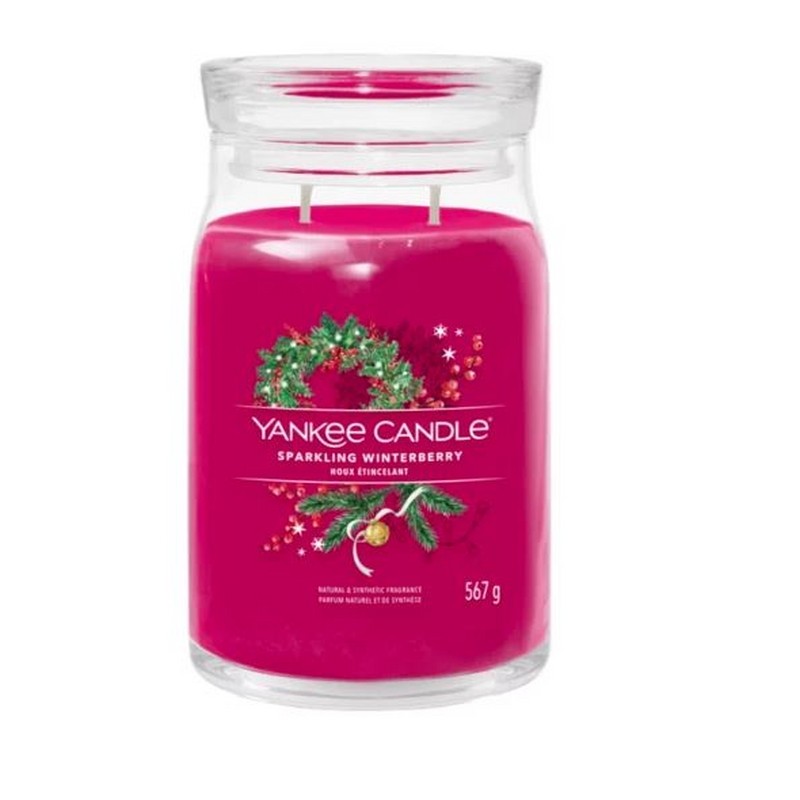 YANKEE CANDLE CANDELA IN GIARA GRANDE SIGNATURE SPARKLING WINTERBERRY