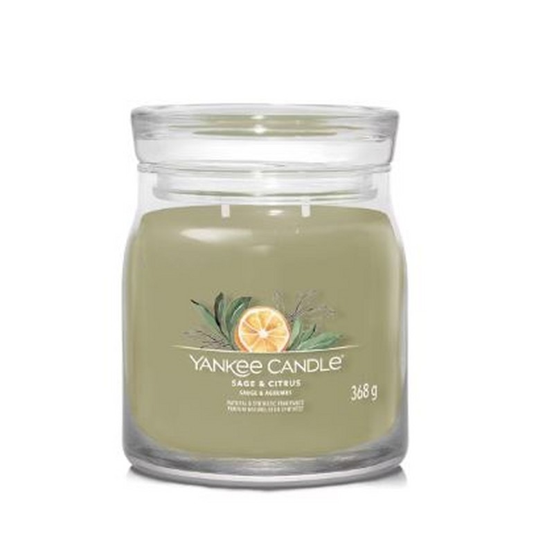 YANKEE CANDLE CANDELA IN GIARA MEDIA SIGNATURE SAGE & CITRUS