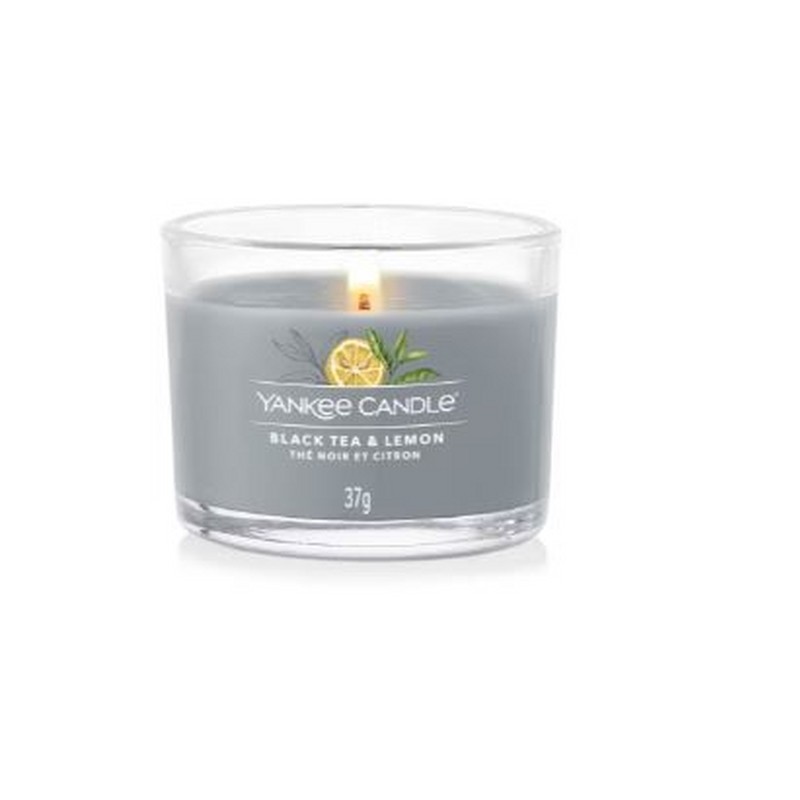 YANKEE CANDLE CANDELA VOTIVA IN VETRO 37 GR. BLACK TEA & LEMON