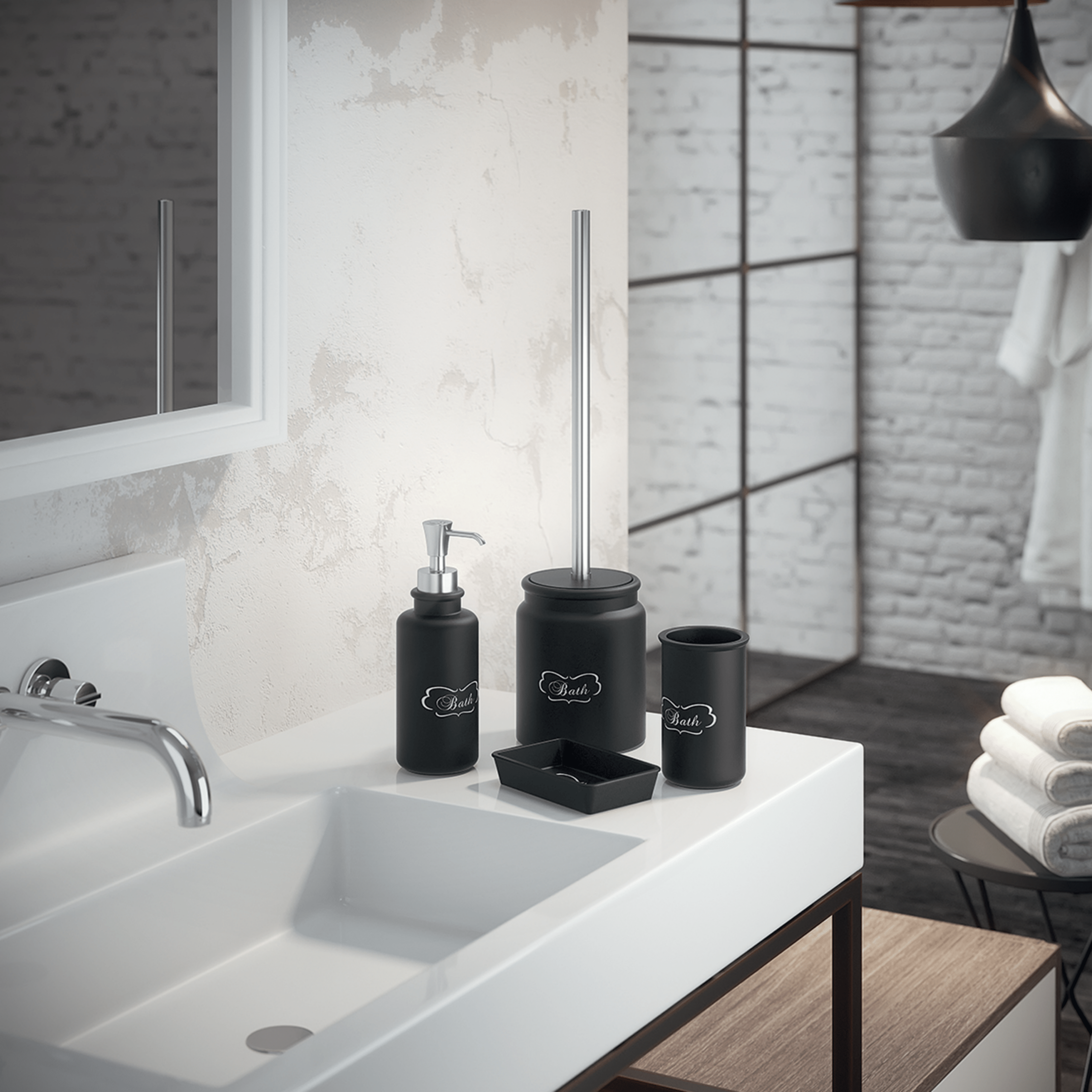 Set 4 Accessori D'Appoggio Gedy "Chantal" Nero Opaco