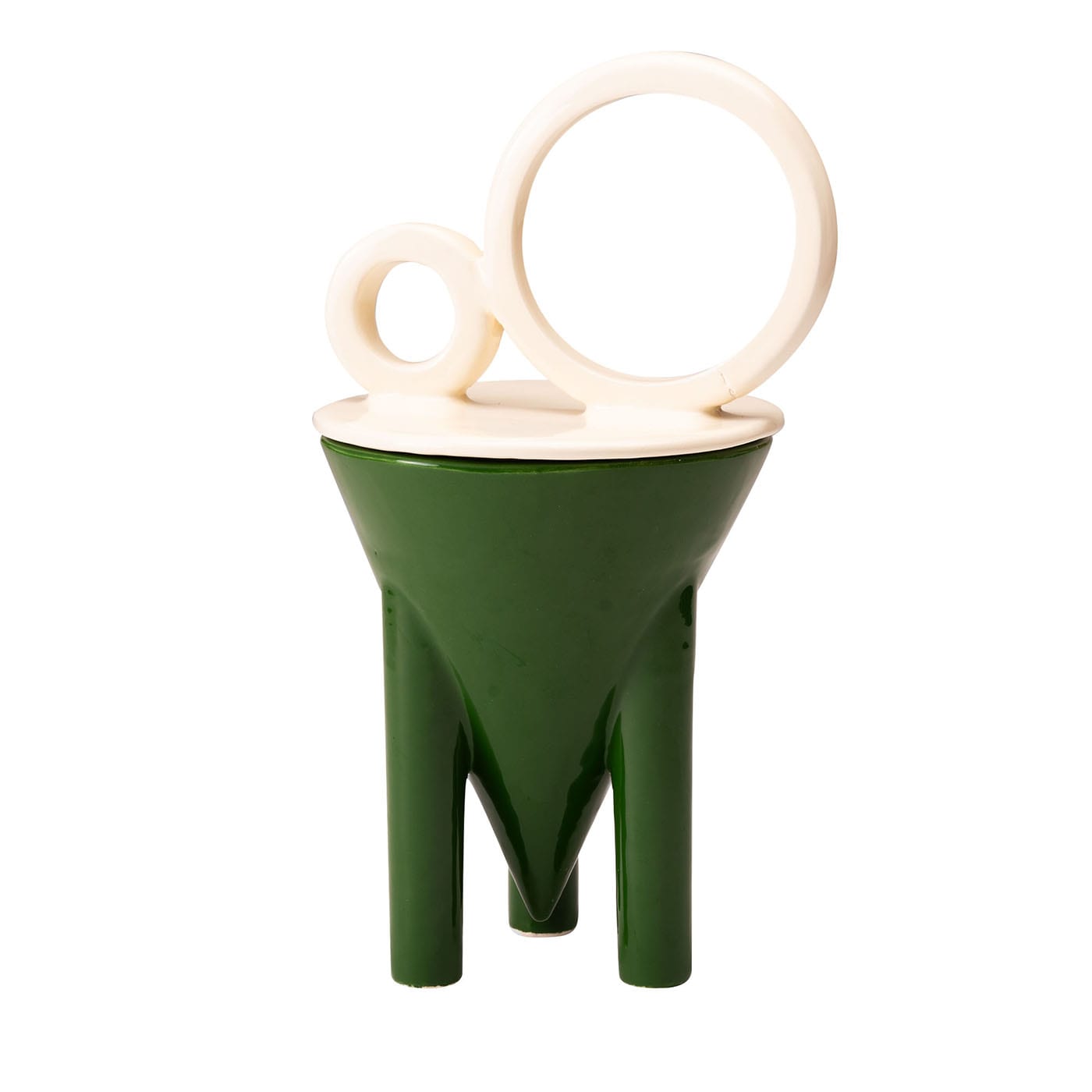 Iperbole 2 Contenitore per caffè in ceramica bianca e verde