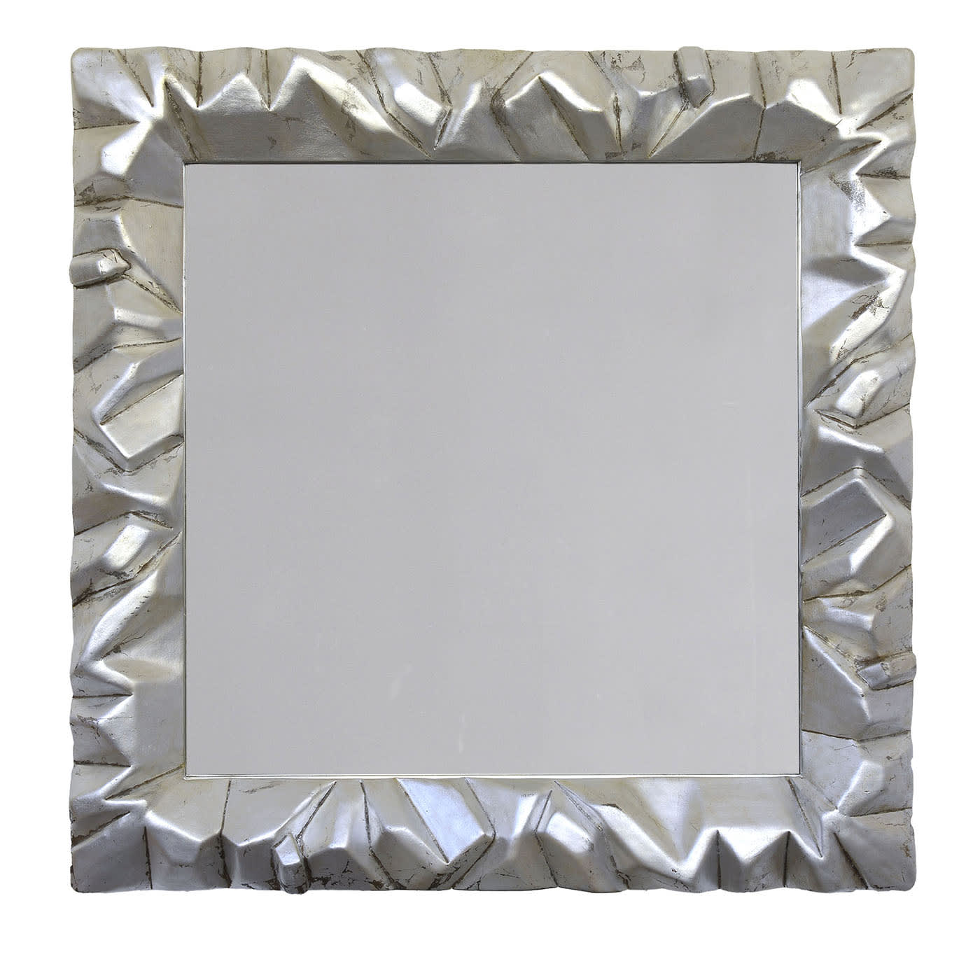 Specchio da Parete Quadrato in Legno con Foglia d'Argento Dune