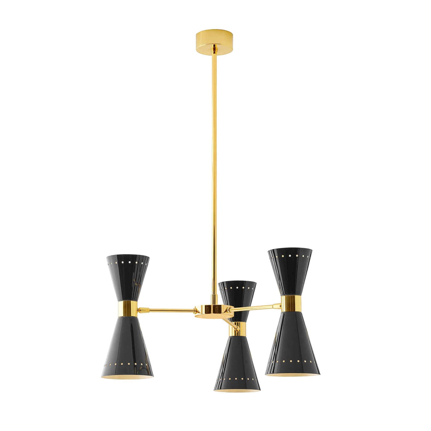 Megafono, lampada a sospensione a tre bracci di colore nero